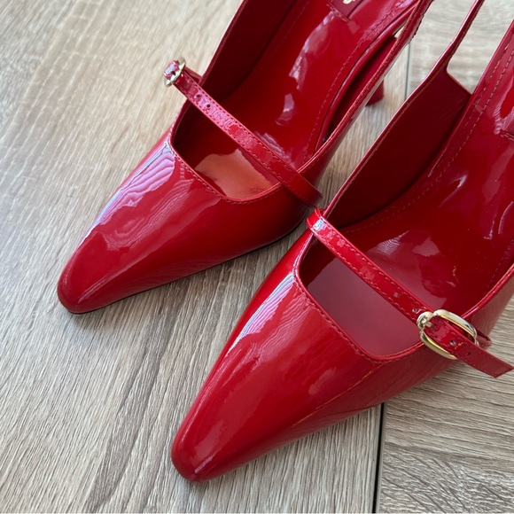 NEW Larroude Es Hi Red Patent Slingback Heels Pumps Size 5 - Picture 5 of 8